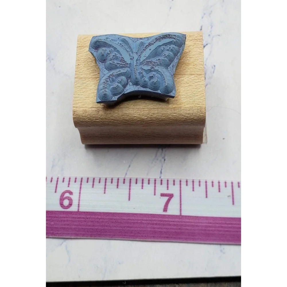 Butterflies and Nature Lot of 14 Small Wood Mounted Rubber Stamps